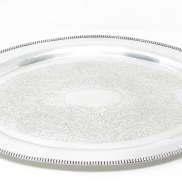 Ornate Silver Serving Tray. Heavy silver Plate.  Vintage 1875 - Picture 1 of 8